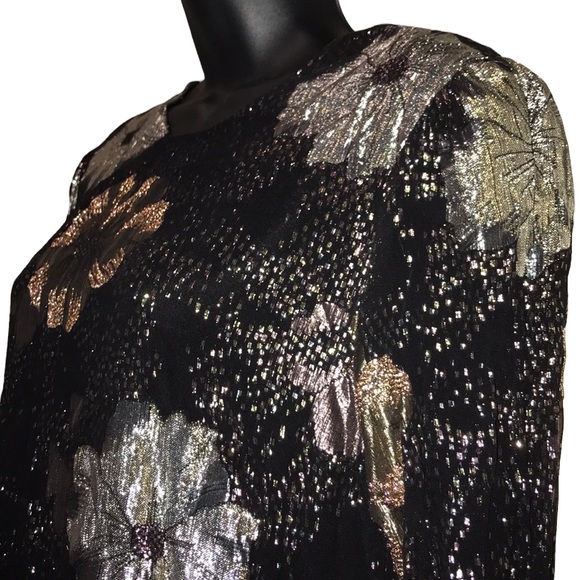 Vintage 80s/90s HAL FERMAN Gold~Black Metallic Blouse~Union Made - Picture 2 of 8